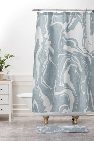 Emanuela Carratoni Abstract Liquid Texture Shower Curtain And Mat