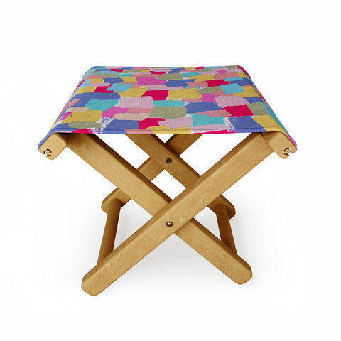 Emanuela Carratoni Abstract Painting 2 Folding Stool