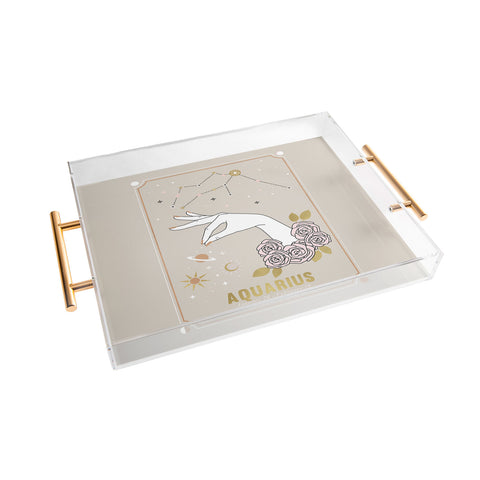 Emanuela Carratoni Aquarius Zodiac Sign Acrylic Tray