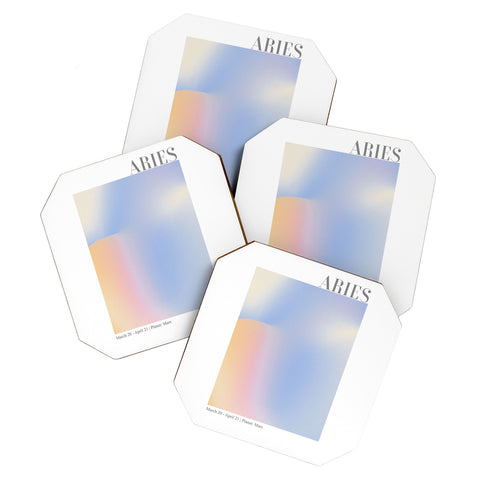 Emanuela Carratoni Aries Zodiac Sign Gradient Coaster Set