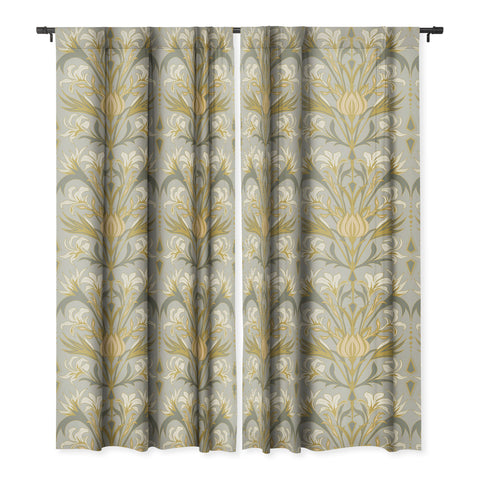 Emanuela Carratoni Art Deco Flowers Blackout Window Curtain