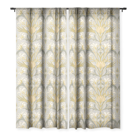 Emanuela Carratoni Art Deco Flowers Sheer Window Curtain