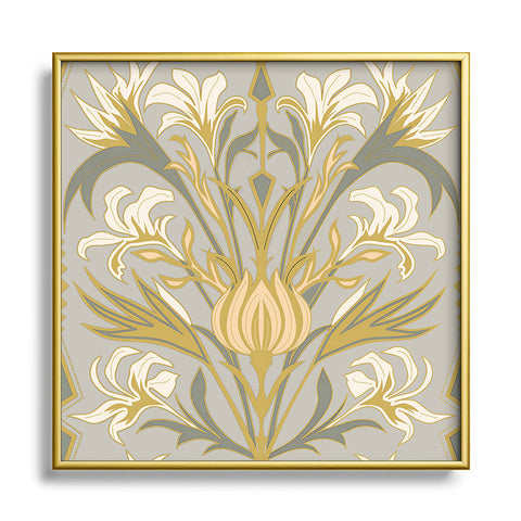 Emanuela Carratoni Art Deco Flowers Square Metal Framed Art Print