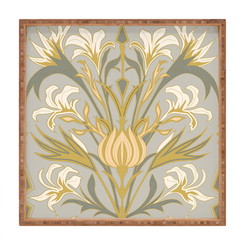 Emanuela Carratoni Art Deco Flowers Square Tray