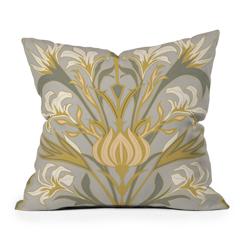 Emanuela Carratoni Art Deco Flowers Outdoor Throw Pillow
