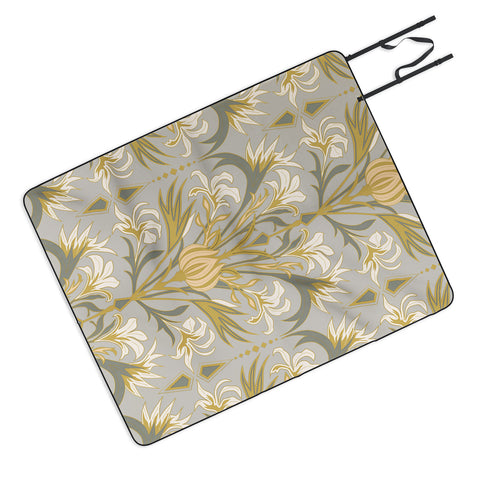 Emanuela Carratoni Art Deco Flowers Picnic Blanket