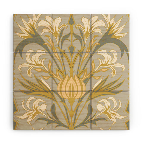 Emanuela Carratoni Art Deco Flowers Wood Wall Mural