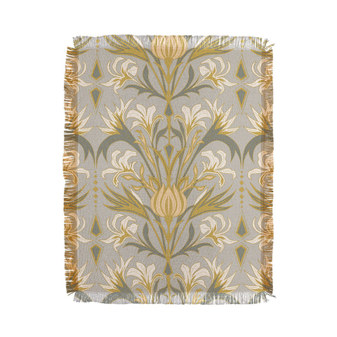 Emanuela Carratoni Art Deco Flowers Throw Blanket