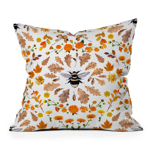 Emanuela Carratoni Autumnal Floral Mix Outdoor Throw Pillow