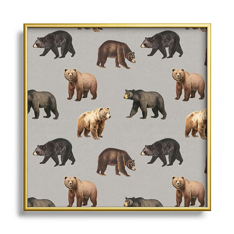 Emanuela Carratoni Bears Theme Square Metal Framed Art Print