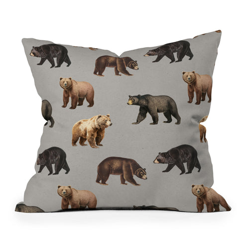 Emanuela Carratoni Bears Theme Throw Pillow