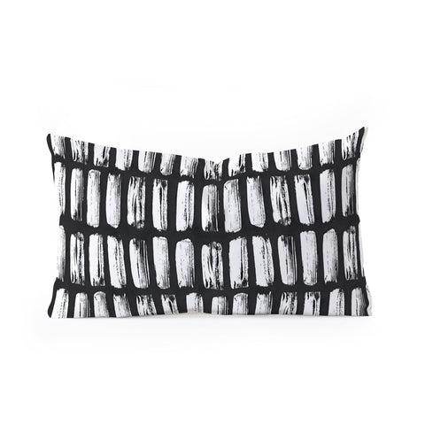 Emanuela Carratoni Black and White Texture Oblong Throw Pillow