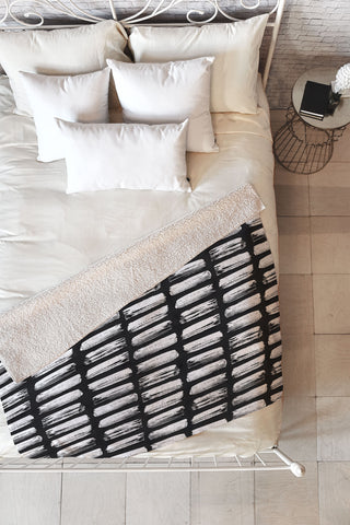 Emanuela Carratoni Black and White Texture Fleece Throw Blanket