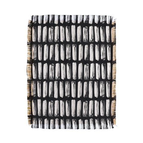 Emanuela Carratoni Black and White Texture Throw Blanket