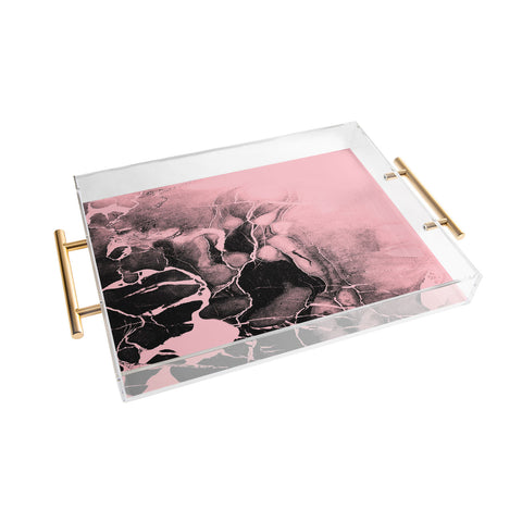 Emanuela Carratoni Black Marble and Pink Acrylic Tray