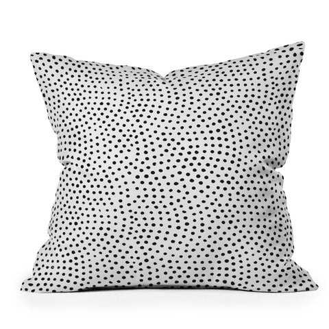 Emanuela Carratoni Black Polka Dots Outdoor Throw Pillow