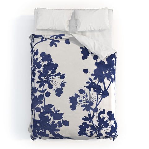 Emanuela Carratoni Blue Delicate Flowers Duvet Cover