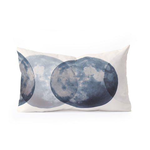 Emanuela Carratoni Blue Moon Phases Oblong Throw Pillow