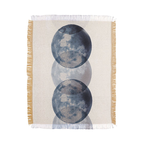 Emanuela Carratoni Blue Moon Phases Throw Blanket