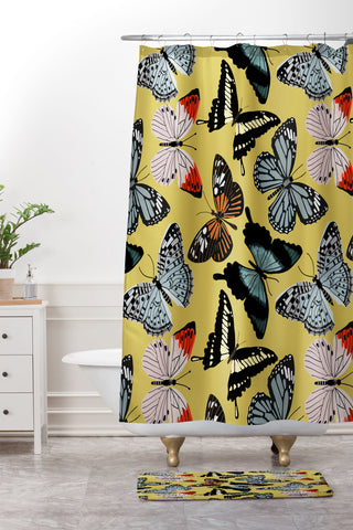 Emanuela Carratoni Boho Butterflies Shower Curtain And Mat