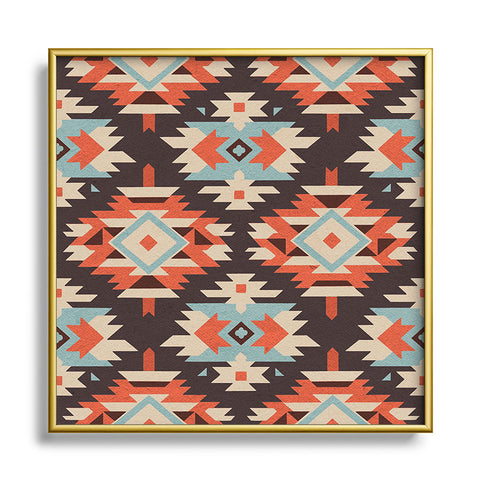 Emanuela Carratoni Boho Ikat Square Metal Framed Art Print