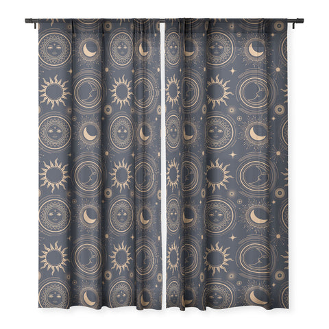 Emanuela Carratoni Boho Moon and Sun Sheer Window Curtain