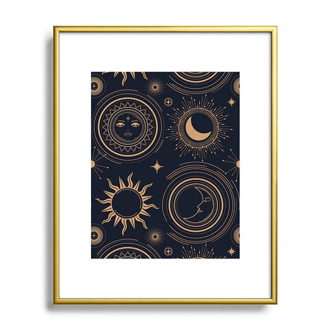 Emanuela Carratoni Boho Moon and Sun Metal Framed Art Print