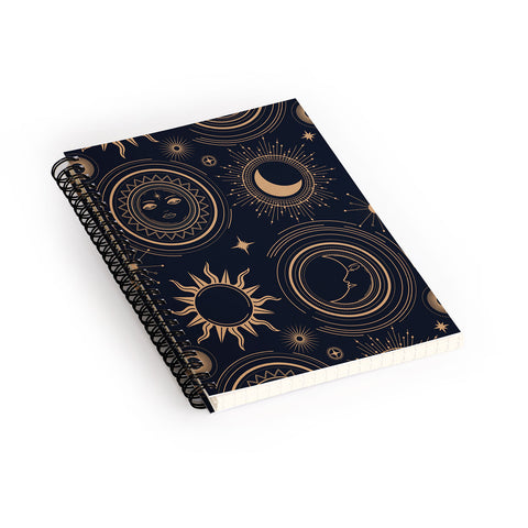 Emanuela Carratoni Boho Moon and Sun Spiral Notebook
