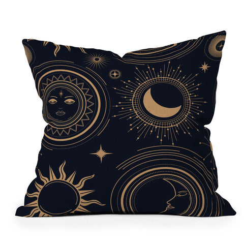 Emanuela Carratoni Boho Moon and Sun Outdoor Throw Pillow