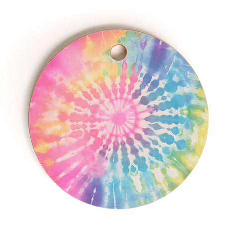 Emanuela Carratoni Boho Rainbow Tie Dye Cutting Board Round