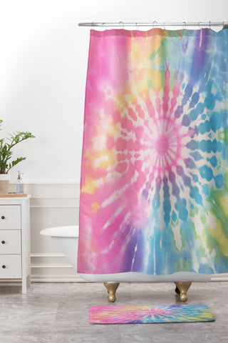 Emanuela Carratoni Boho Rainbow Tie Dye Shower Curtain And Mat