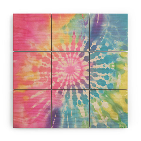 Emanuela Carratoni Boho Rainbow Tie Dye Wood Wall Mural