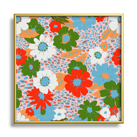 Emanuela Carratoni Bold Flowers Square Metal Framed Art Print