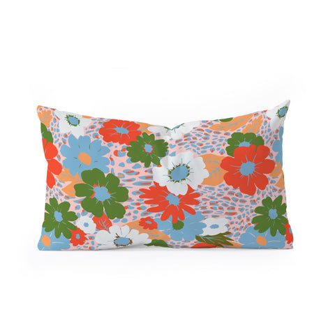 Emanuela Carratoni Bold Flowers Oblong Throw Pillow