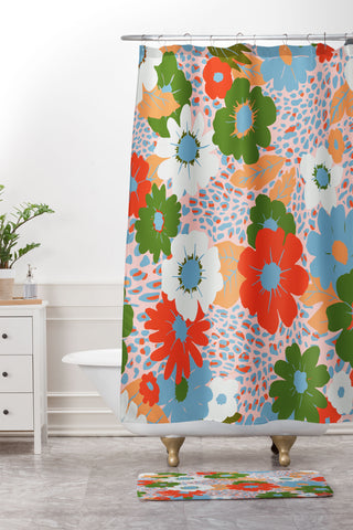 Emanuela Carratoni Bold Flowers Shower Curtain And Mat