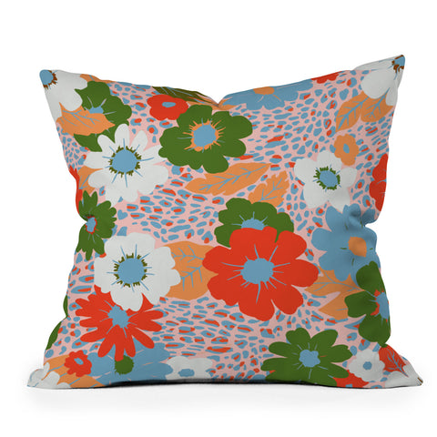 Emanuela Carratoni Bold Flowers Throw Pillow