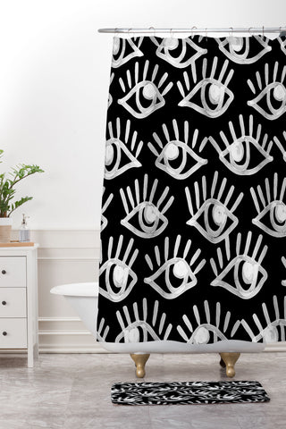 Emanuela Carratoni Bold Painted Eyes Shower Curtain And Mat