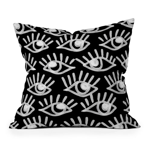 Emanuela Carratoni Bold Painted Eyes Outdoor Throw Pillow