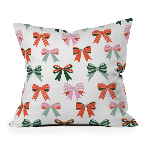 Emanuela Carratoni Bows Pattern Outdoor Throw Pillow