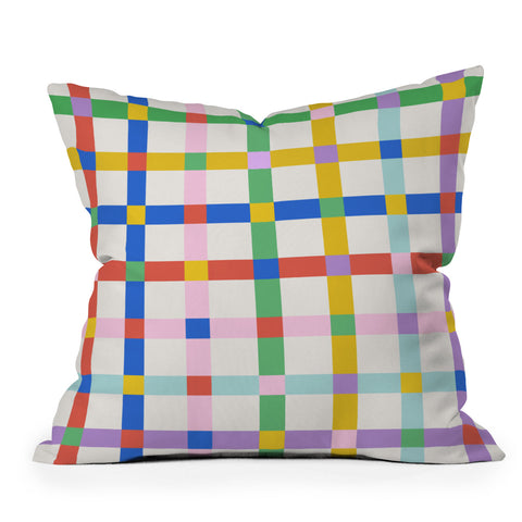 Emanuela Carratoni Checkered Crossings Throw Pillow