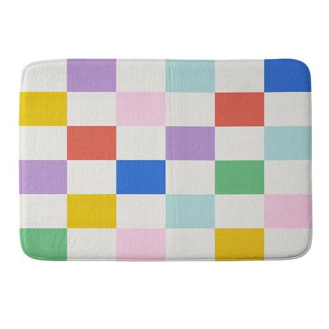 Emanuela Carratoni Checkered Rainbow Memory Foam Bath Mat
