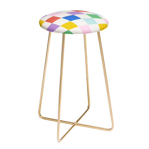 Emanuela Carratoni Checkered Rainbow Counter Stool