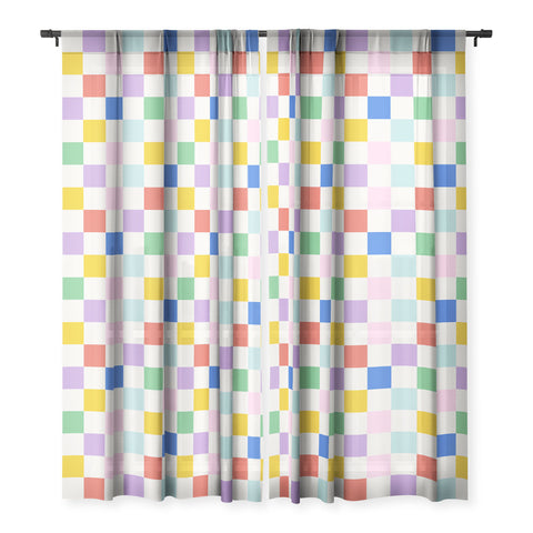 Emanuela Carratoni Checkered Rainbow Sheer Window Curtain