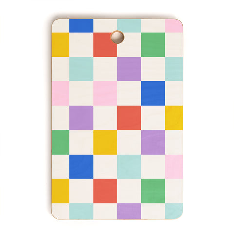 Emanuela Carratoni Checkered Rainbow Cutting Board Rectangle