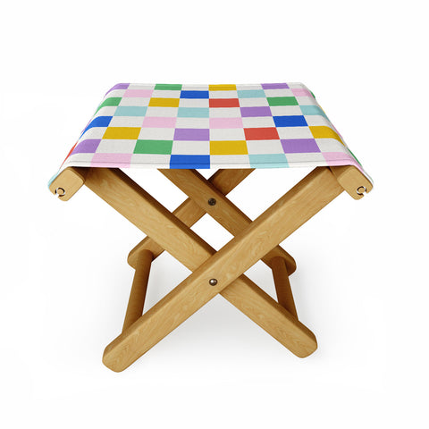 Emanuela Carratoni Checkered Rainbow Folding Stool