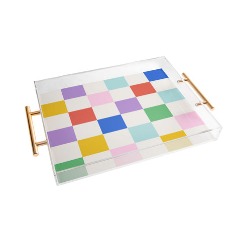 Emanuela Carratoni Checkered Rainbow Acrylic Tray