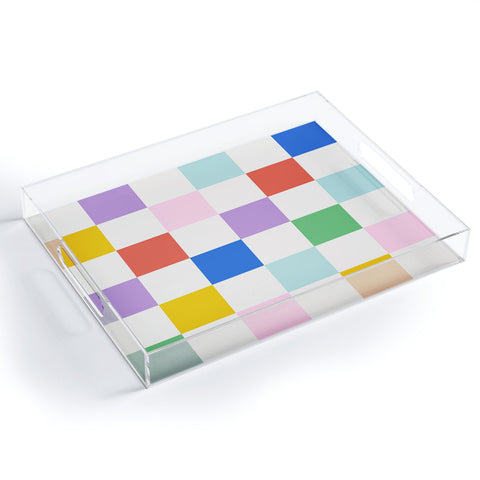 Emanuela Carratoni Checkered Rainbow Acrylic Tray