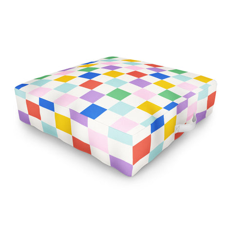 Emanuela Carratoni Checkered Rainbow Outdoor Floor Cushion