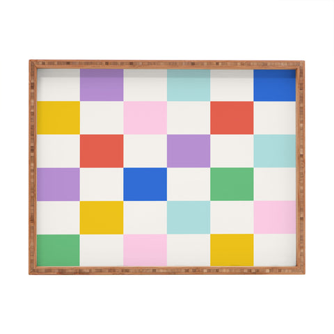 Emanuela Carratoni Checkered Rainbow Rectangular Tray