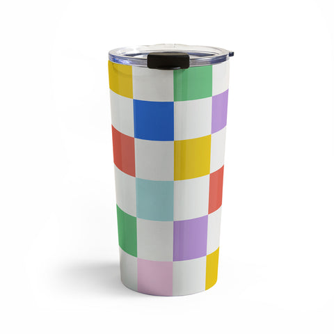 Emanuela Carratoni Checkered Rainbow Travel Mug